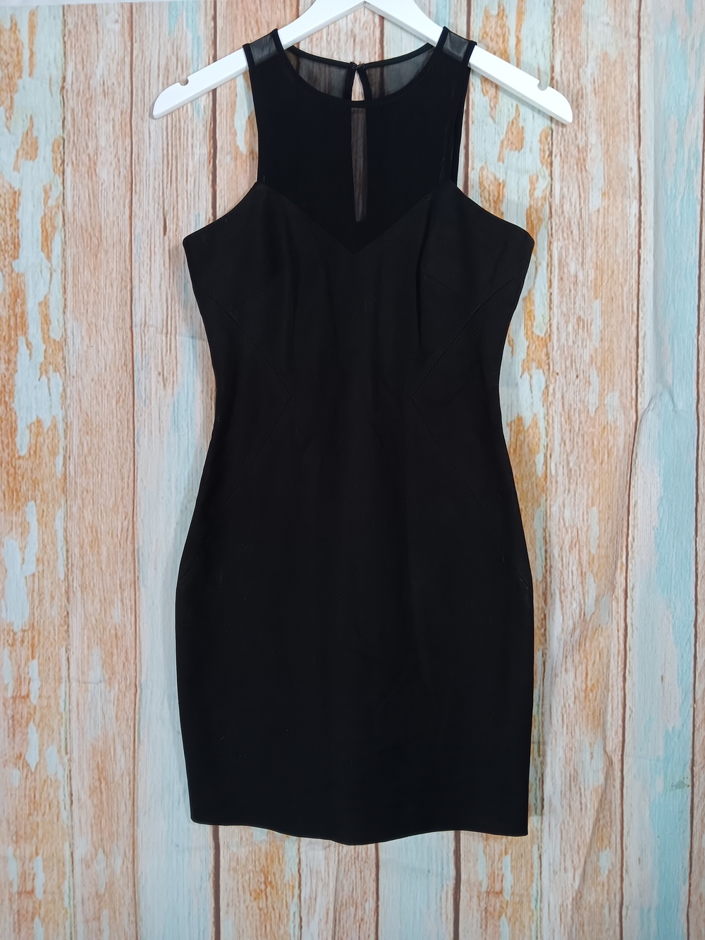 Banana Republic Black Sheer Yoke Mini Dress. Size 0. Light Spandex